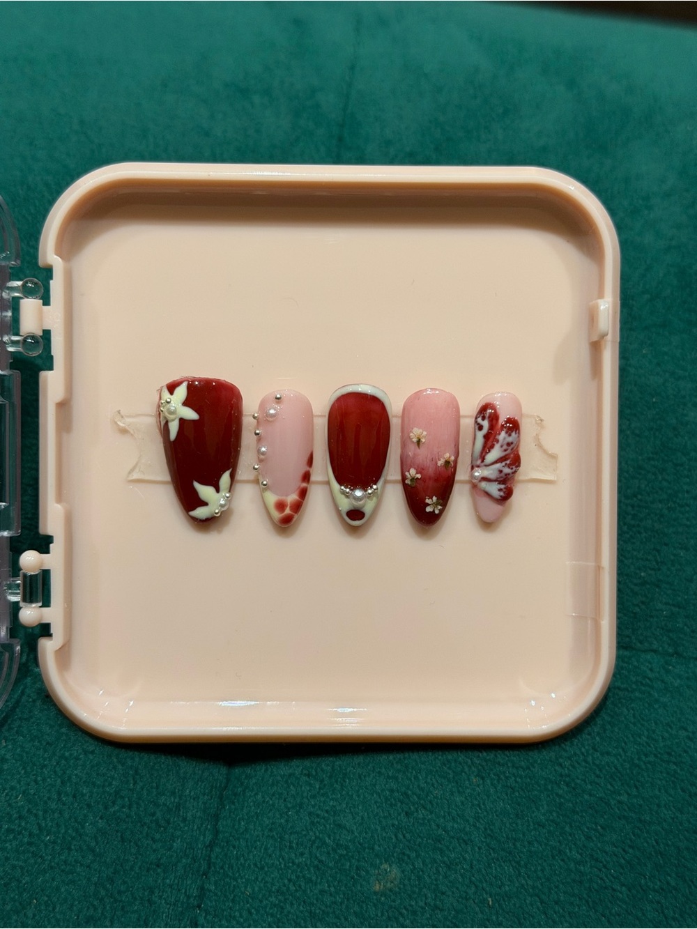 Red & Pink Floral Press-On Nail Set - Women Accessories